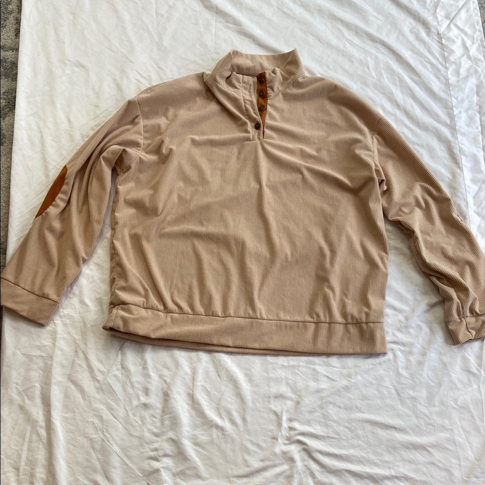 Men's Tan Sweater with Button Accents